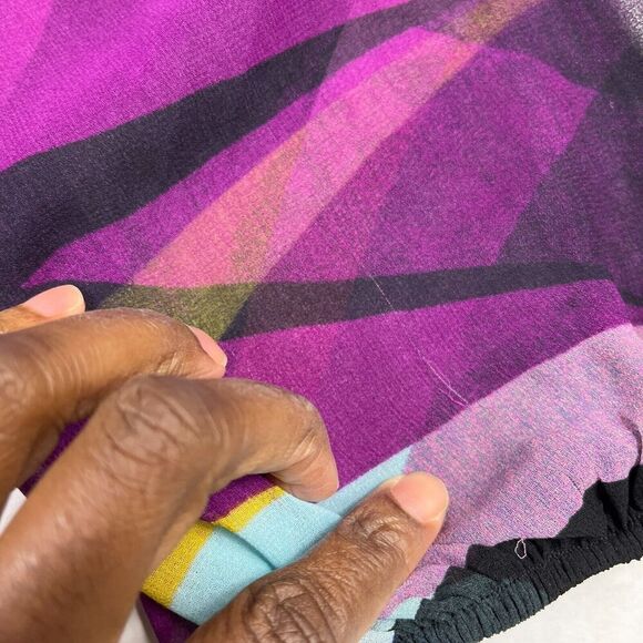 Calvin Klein Womens Peasant Blouse Striped Top Long Sleeve Artistic Shirt LARGE - Picture 11 of 12